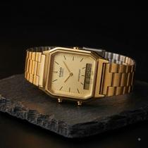 Relógio de Pulso Casio Masculino Feminino Quadrado Retro Vintage Analógico Digital Fashion Alarme Calendário Quartz Casual Dourado AQ-230GA-9DMQ Relógio de Pulso Casio Masculino Feminino Quadrado Retro Vintage Analógico Digital Fashion Alarme Calendário Quartz Casual Dourado AQ-230GA-9DMQ
