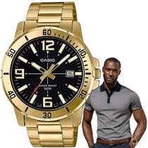 Relógio de Pulso Casio Masculino Prova D àgua 5 ATM Analógico Aço Inóx Redondo Estiloso Social Casual Collection Dourado MTP-VD01G-1BVUDF