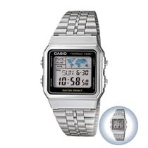 Relógio de Pulso Casio Retro Vintage Unissex Digital World Time 5 Alarmes Pulseira Aço Inóx Prata A500WA - Casio Brasil