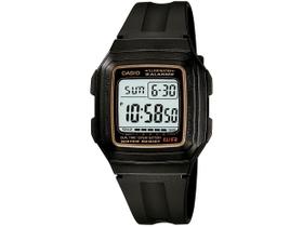 Relógio de Pulso Casio Unissex Quadrado Resistente Água Esportivo Digital 5 Alarmes Preto Original F-201WA-9ADF