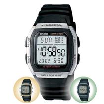 Relógio de Pulso Casio W-96H Masculino Digital Preto 10 anos de Bateria Hora Dupla a Prova Dágua