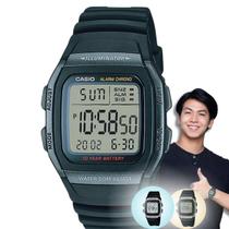 Relógio de Pulso Casio W-96H Masculino Digital Preto 10 anos de Bateria Hora Dupla a Prova Dágua
