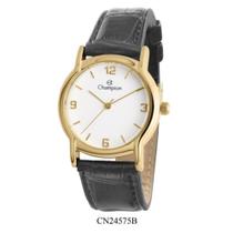 Relógio de pulso champion cn24575b pulseira em couro caixa dourada