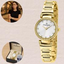 Relógio de Pulso Champion Feminino Pequeno Analógico Prova D'água 5ATM 50 Metros Social Fashion Pulseira Aço Inóx Dourado CF25652H Relógio de Pulso Champion Feminino Pequeno Analógico Prova D'água 5ATM 50 Metros Social Fashion Pulseira Aço Inóx Dourado CF25652H