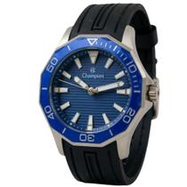 Relógio De Pulso Champion Masculino Com Correia De Silicone Cor Preto Fundo Azul modelo CH30313F