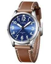 Relógio de pulso CIVO analógico para homens, pulseira de couro impermeável Relógio de pulso CIVO analógico para homens, pulseira de couro impermeável