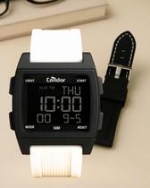 Relógio de Pulso Condor Masculino Digital Led Presente Troca Pulseira Silicone Preto Branco Esportivo Prova Dágua COBJ2649AK/T6P
