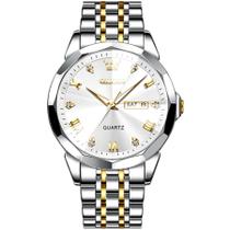 Relógio de Pulso de Aço Inoxidável Masculino Duplo Calendário Luxo