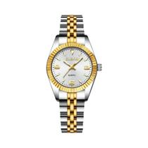 Relógio De Pulso De Quartzo De Luxo Em Aço Inoxidável Dourado Para Mulheres, Mostrador Pequeno,