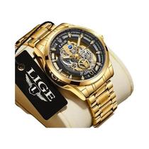 Relógio De Pulso De Quartzo Dourado Para Homens LIGE, Relógio Retro De Luxo, Marca Top, Reloj Hombre Relógio De Pulso De Quartzo Dourado Para Homens LIGE, Relógio Retro De Luxo, Marca Top, Reloj Hombre