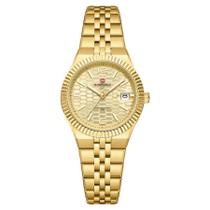 Relógio de Pulso de Quartzo Feminino com Bracelete em Aço A Prova d'Água - Dourado