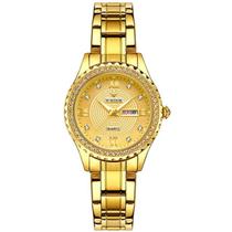 Relógio de Pulso de Quartzo Feminino Design Clássico Fino com Strass Moda Casual Relógio de Pulso de Quartzo Feminino Design Clássico Fino com Strass Moda Casual