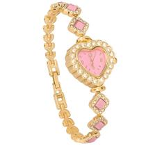 Relógio de Pulso Delicado Modelo Coração Brilhante Rosa Moda