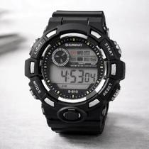 Relógio De Pulso Digital Shunway, Masculino, Com Pulseira De Resina Preta Preto Relógio De Pulso Digital Shunway, Masculino, Com Pulseira De Resina Preta Preto
