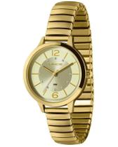 Relógio de pulso dourado feminino analógico lince pulseira estilo mola - lrg4740l36-c2kx