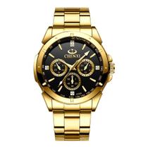 Relógio de pulso DREAMING Q&P Gold Luxury para homens em aço inoxidável