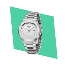 Relógio de Pulso Elegante em Aço Inoxidável Prata Design Redondo e Luminoso Relógio de Pulso Elegante em Aço Inoxidável Prata Design Redondo e Luminoso