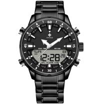 Relógio de Pulso Esportivo Exibição Dupla Aço de Quartzo, Á Prova d'água