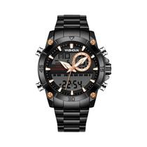 Relógio De Pulso Esportivo Masculino À Prova d'Água Com Movimento Duplo E Luminosa Pulseira De Aço