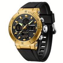 Relógio de pulso esportivo masculino de moda com display duplo, alarme