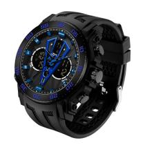 Relógio de Pulso Esportivo Quartzo Duplo Display Tela Led Á Prova D'água