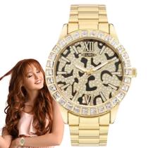 Relógio de Pulso Euro Feminino Animal Print Resistente Água 50 Metros Analógico Casual EU2036YT Dourado EU2036YTG/4P
