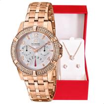 Relógio de Pulso Feminino Ana Hickmann Rosé AH30255Z Colar e Brincos Relógio de Pulso Feminino Ana Hickmann Rosé AH30255Z Colar e Brincos