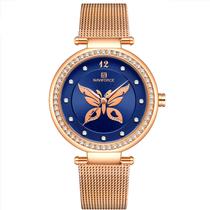 Relógio de pulso Feminino Borboleta Strass Elegante Relógio Casual de Quartzo