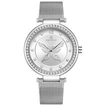 Relógio de pulso Feminino Borboleta Strass Elegante Relógio Casual de Quartzo