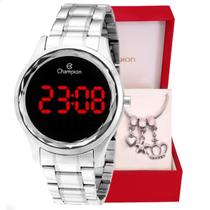 Relógio de Pulso Feminino Champion Digital Prata CH48019T + Pulseira Berloques