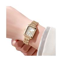 Relógio De Pulso Feminino Com Pulseira De Aço Inoxidável, Mostrador Quadrado, Casual E Fashion