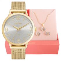 Relógio de Pulso Feminino Condor Dourado CO2035NDK/K4K Colar e Brincos