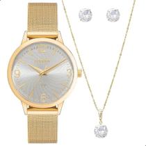 Relógio de Pulso Feminino Condor Dourado CO2035NDK/K4K Colar e Brincos
