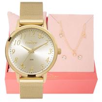 Relógio de Pulso Feminino Condor Dourado CO2035NDP/K4X Colar e Brincos