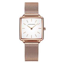 Relógio de pulso feminino de quartzo com mostrador quadrado, casual, de aço inoxidável, pulseira de malha de aço inoxidá Relógio de pulso feminino de quartzo com mostrador quadrado, casual, de aço inoxidável, pulseira de malha de aço inoxidá