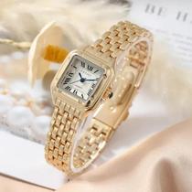 Relógio de Pulso Feminino de Quartzo com Pulseira de Liga Dourada - Design Quadrado e Luxuoso