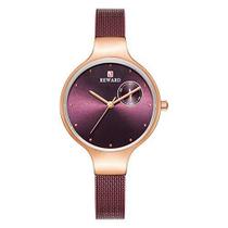 Relógio de pulso feminino de quartzo japonês Reward com design de alça de aço inoxidável fina, simples e elegante, prese