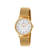 Relógio de Pulso Feminino Dourado Oslo Pulseira Slim Delicado Safira