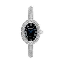 Relógio De Pulso Feminino Elegante À Prova d'Água Com Quartzo, Números Romanos E Cristais