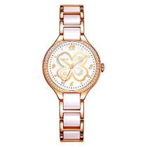 Relógio de Pulso Feminino Elegante DOM de Aço Inoxidável Trevo Relógio de Quartzo À Prova D'Água Relógio de Pulso Feminino Elegante DOM de Aço Inoxidável Trevo Relógio de Quartzo À Prova D'Água