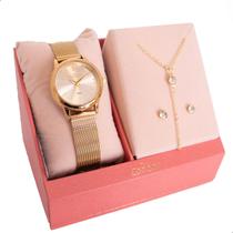 Relógio de Pulso Feminino Pequeno Condor Dourado CO2035NCY/K4X Colar e Brincos Relógio de Pulso Feminino Pequeno Condor Dourado CO2035NCY/K4X Colar e Brincos