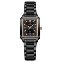 relógio de pulso feminino pulseira aço inoxidável casual 30m à prova dagua