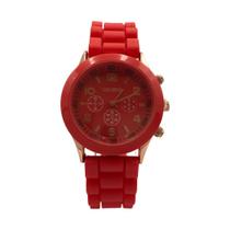 Relógio de pulso feminino pulseira silicone Geneva - Vermelho