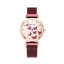 Relógio de Pulso Feminino Quartz De Pulseira Magnética Vermelho