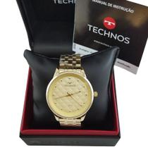 Relógio de Pulso Feminino Technos Dourado Médio Linha Fashion Casual Slin 2035LWM/4X