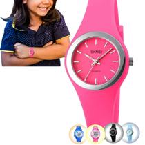 Relógio de Pulso Infantil Skmei Digital Analógico Prova Dágua 50 Metros Esportivo Rosa Azul Preto Pulseira de Silicone Original