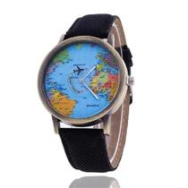 Relógio De Pulso Mapa Mundi / Mundo Para Viajante Avião - IMPT
