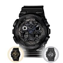 Relógio de Pulso Marca Casio G-Shock Camuflado Esportivo Prova D água 200 Metros Hora Mundial Masculino Analógico Digital Preto GA-100CF