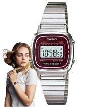 Relógio de Pulso Marca Casio Retrô Feminino Vintage Digital Mini Casual Prata LLA670WA-4DF