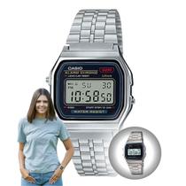 Relógio de Pulso Marca Casio Retrô Unissex Vintage Digital Masculino Prata feminino Original A158WA-A159WA